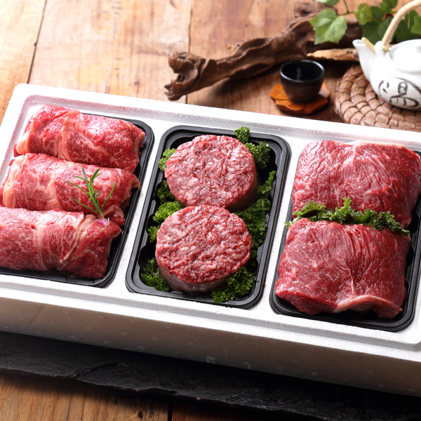 [名品] [횡성한우] 구이정육세트 1.8kg(등심 600g+불고기 600g+국거리 600g) [1등급이상]