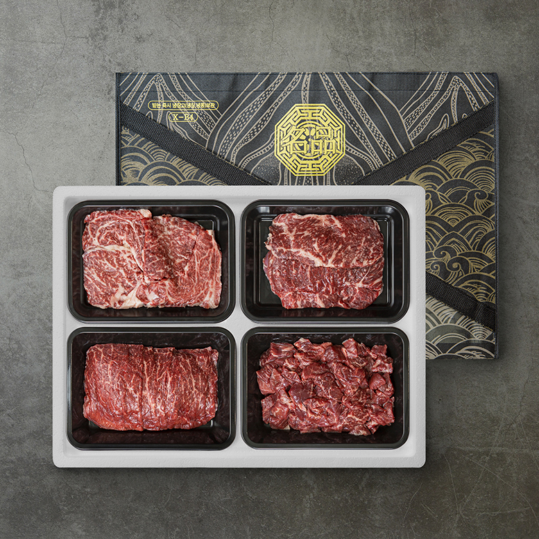 [더기다림우리한우] 1등급+ 이상 더 기다림 프리미엄 구이혼합세트 1.2kg (등심+채끝+불고기+국거리, 각 300g)